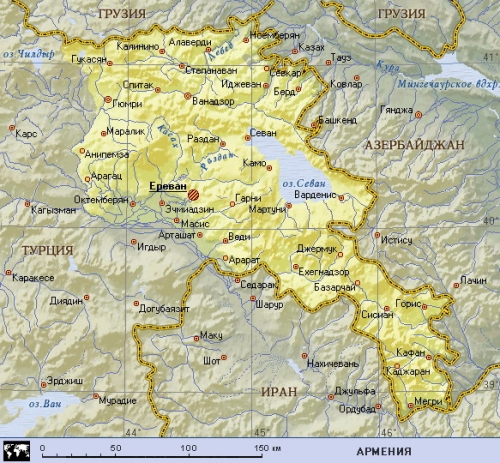 Подробная карта Армении